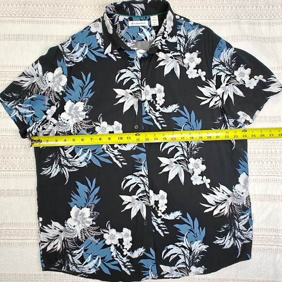 Cubavera Black Blue White Floral Tropical Button-Up Shirt Men’s XL - Picture 3 of 6